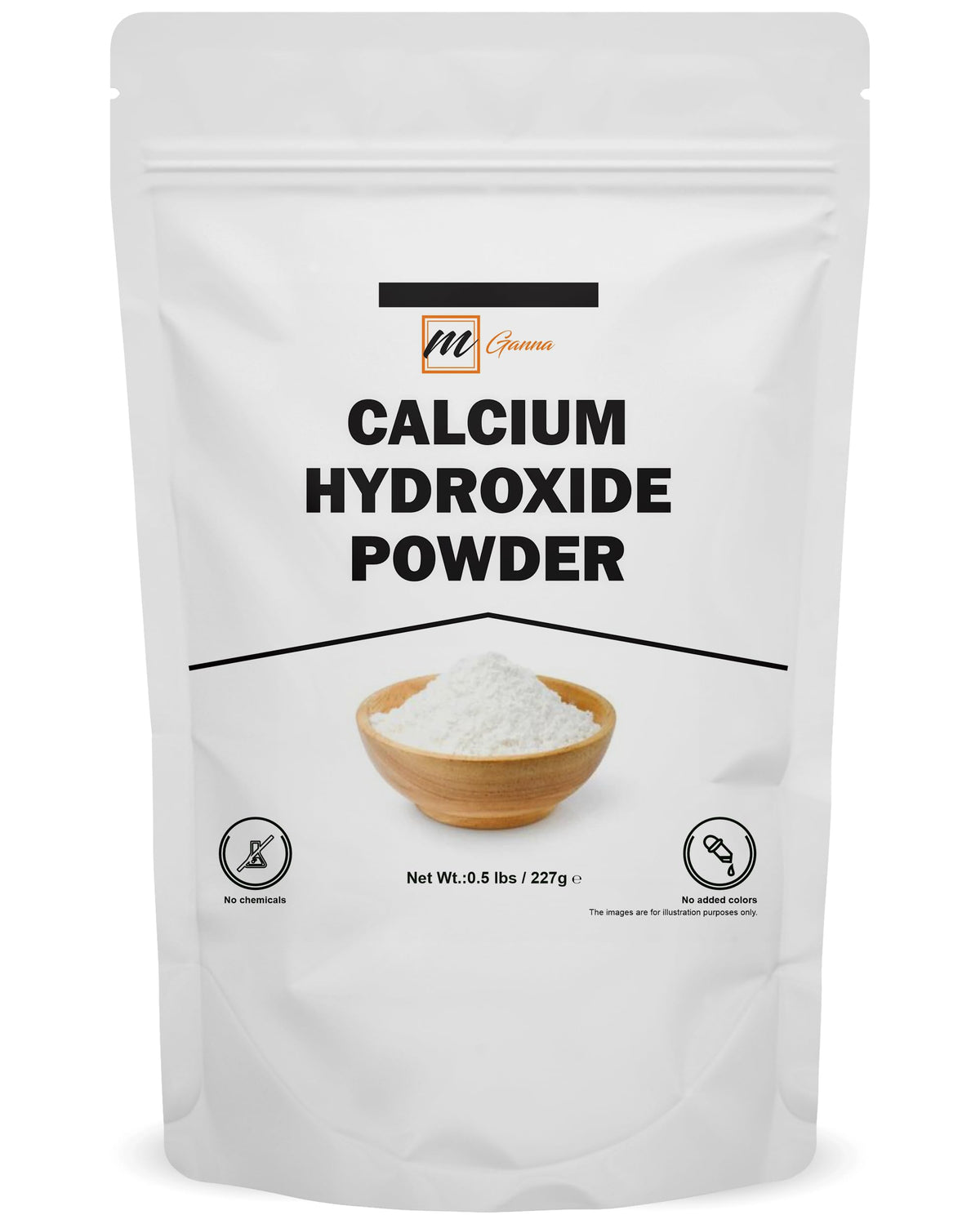 mganna calcium hydroxide powder packaging—premium base for cosmetic formulations.