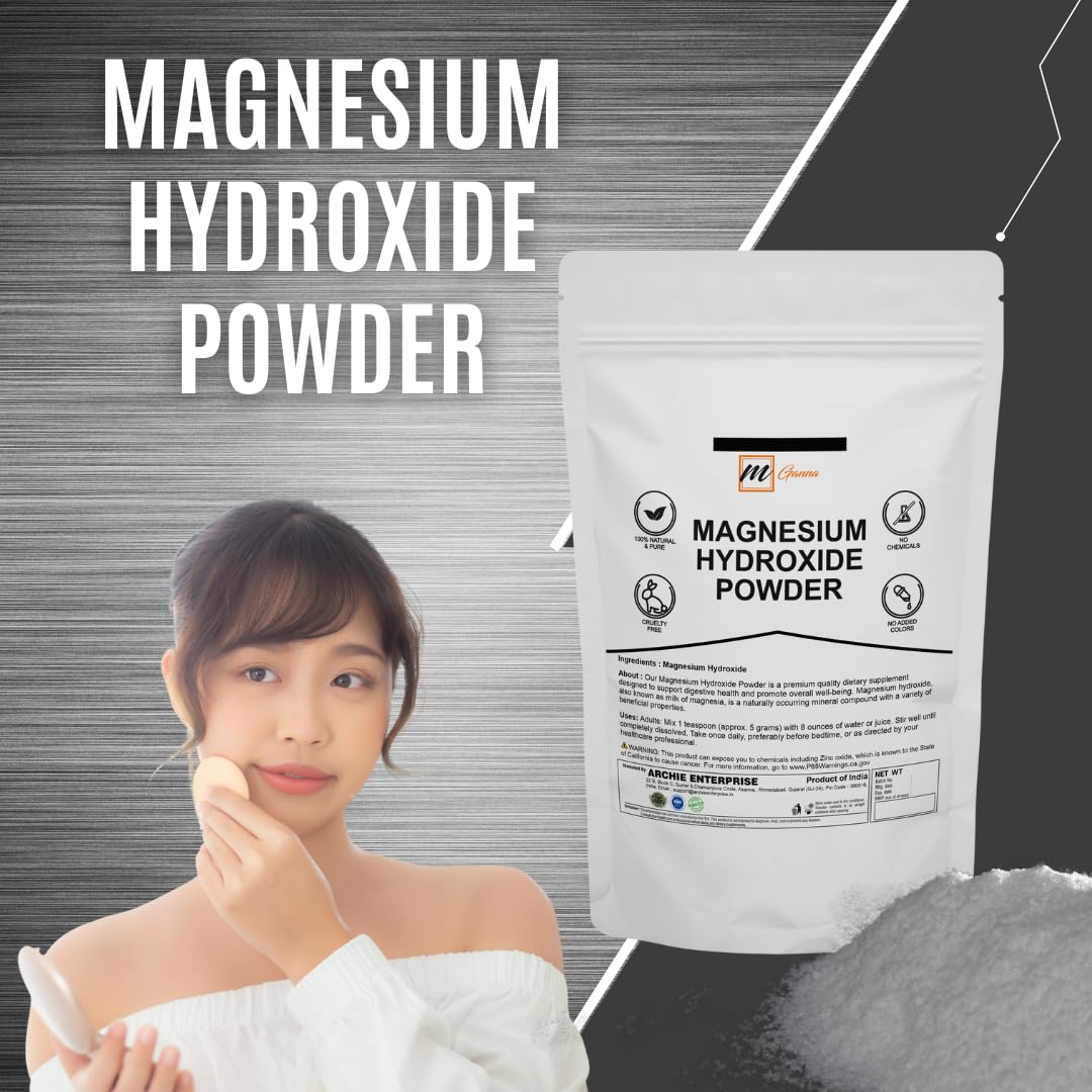 mGanna Magnesium Hydroxide Powder label detail highlighting pure formula
