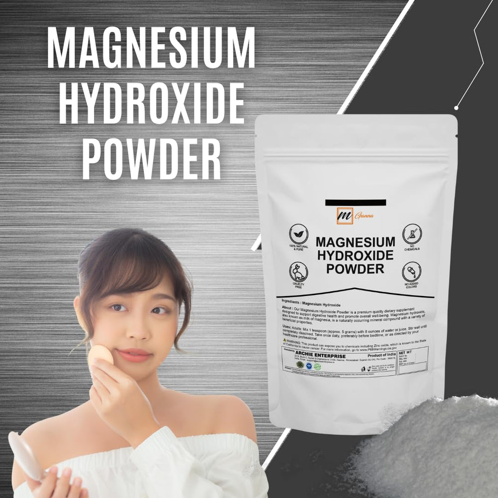 mGanna Magnesium Hydroxide Powder label detail highlighting pure formula