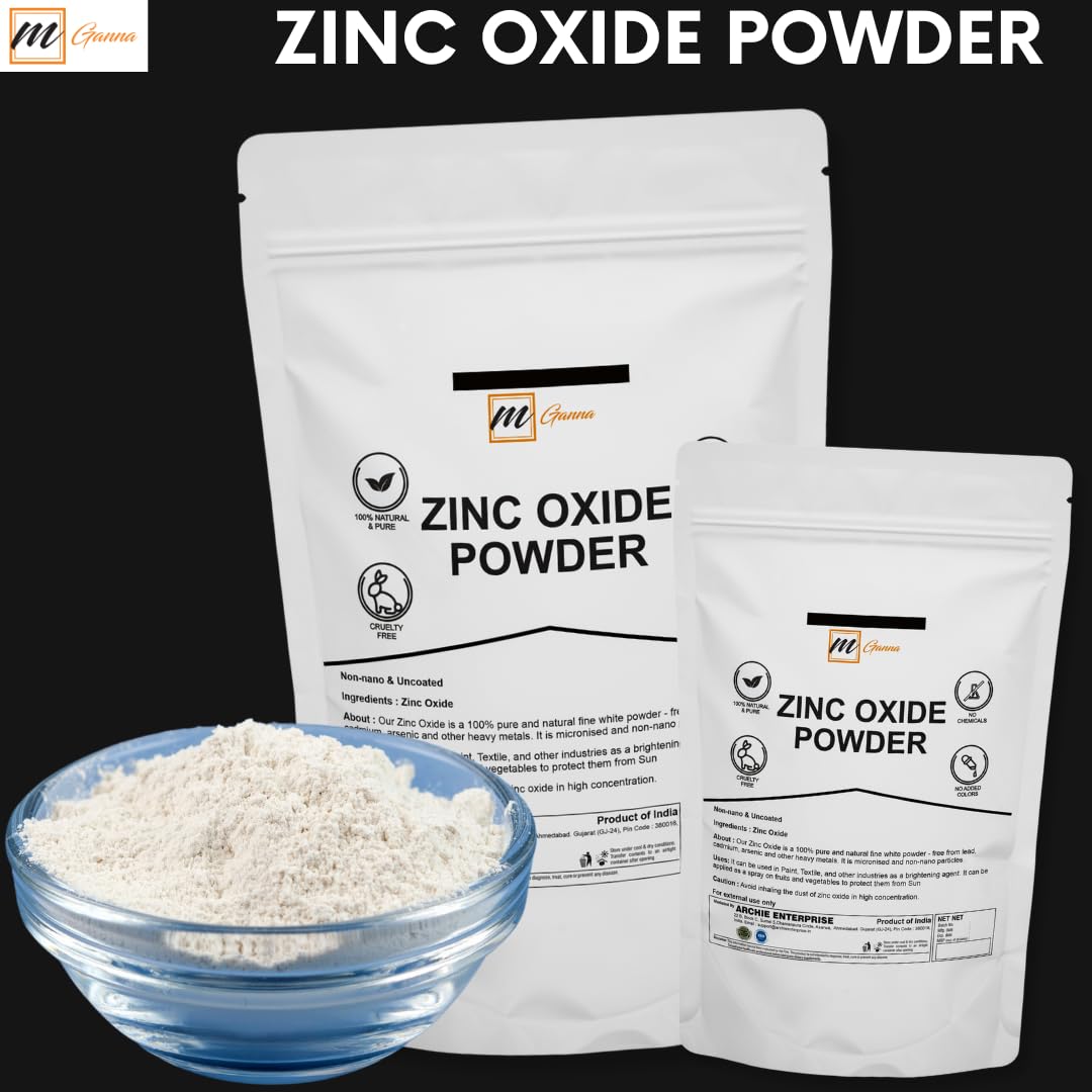 mganna zinc oxide powder texture close-up, fine micronized particles visible