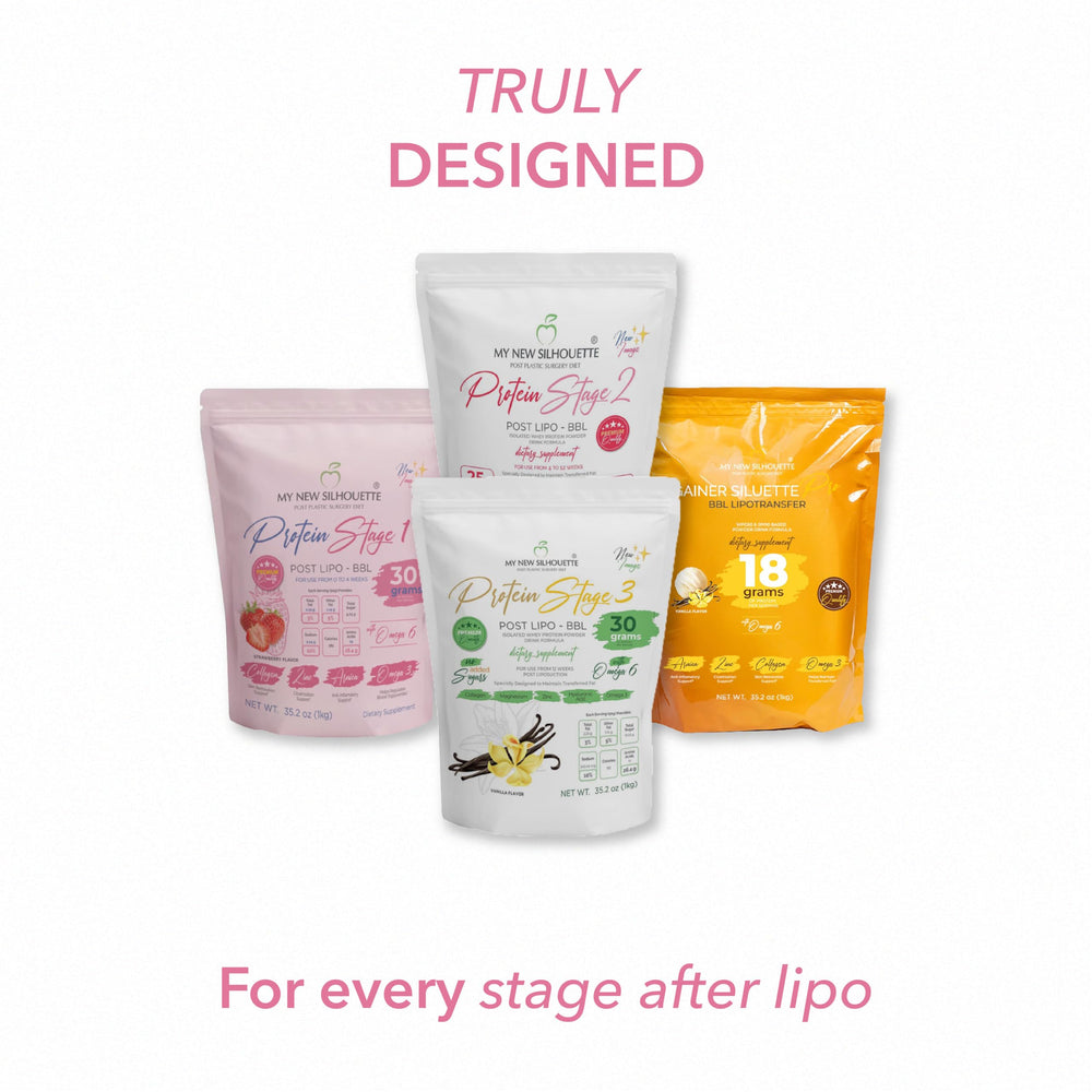 MI NUEVA SILUETA Lipotransfer Stage 1 morning routine supports balanced post-op nutrition.