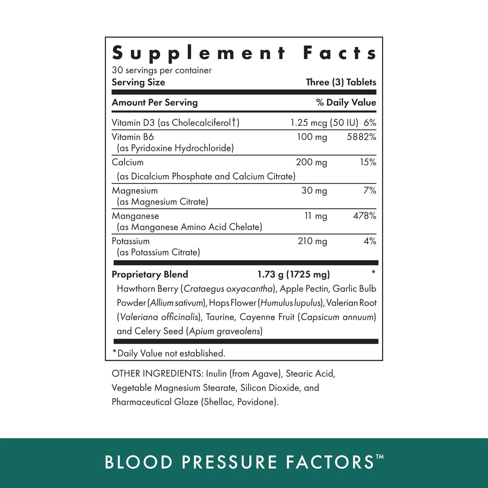 MICHAEL'S Blood Pressure Factors label – doctor-formulated vegetarian tablets for daily support.