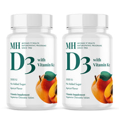 MICHAEL'S Vitamin D3 + K2 apricot chewables bottle close-up for bone and immune support