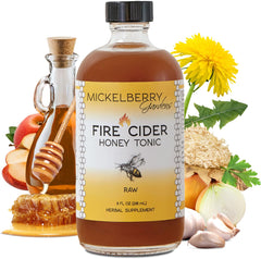 Mickelberry Gardens Fire Cider bottle with honey and herbs for digestion support