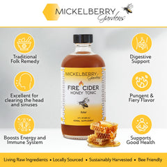 Mickelberry Gardens Fire Cider label close-up highlighting turmeric and ginger