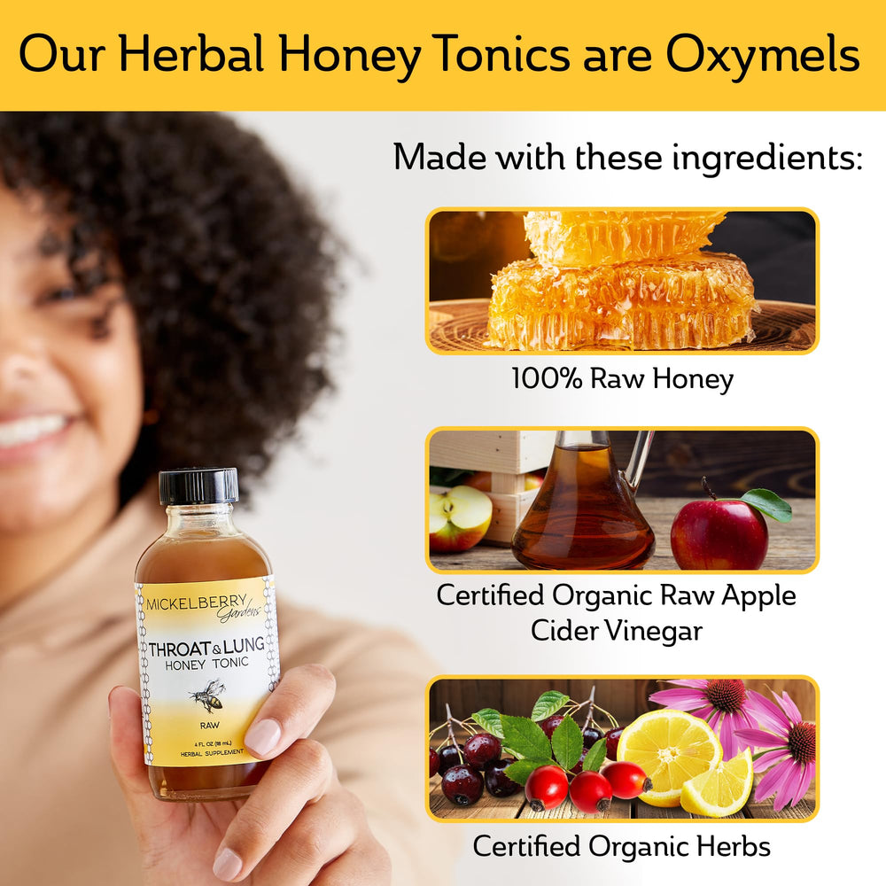 Close-up of propolis, sage, and cherry bark in Mickelberry Gardens tonic