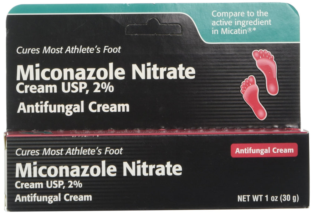Miconazole Nitrate cream tube on display for fungal infection care and comfort.