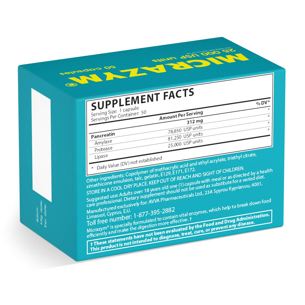 Micrazym AVVA label and packaging emphasizing quality and safety standards.