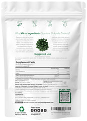 Micro Ingredients 50/50 blend of spirulina and chlorella in a clear jar for natural energy.