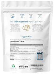 Close-up of Micro Ingredients Alpha Lipoic Acid 600mg softgels with MCT oil.