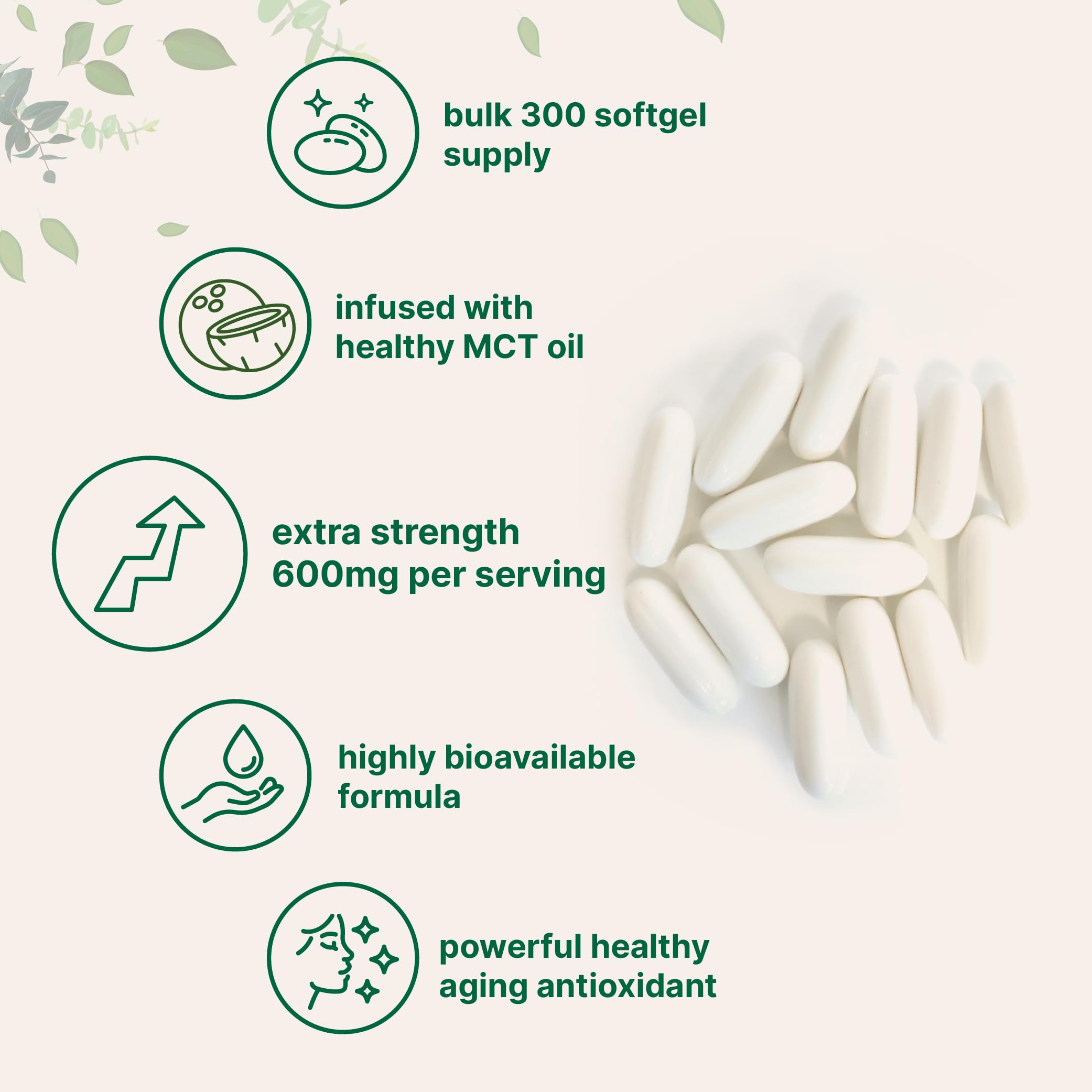 Alpha Lipoic Acid 600mg softgels infused with MCT oil for absorption.