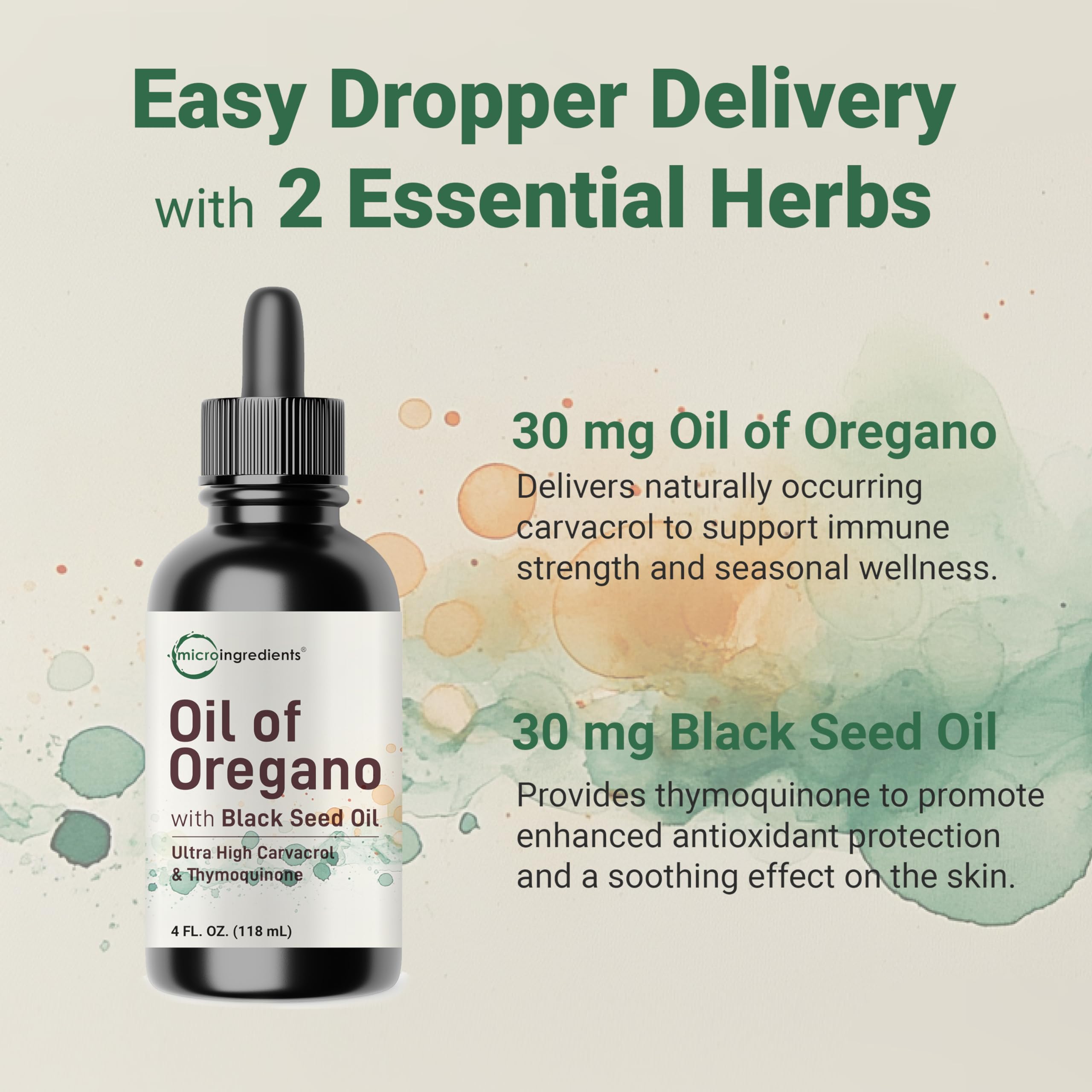 Amber bottle with dropper signaling premium, plant-based herbal supplement