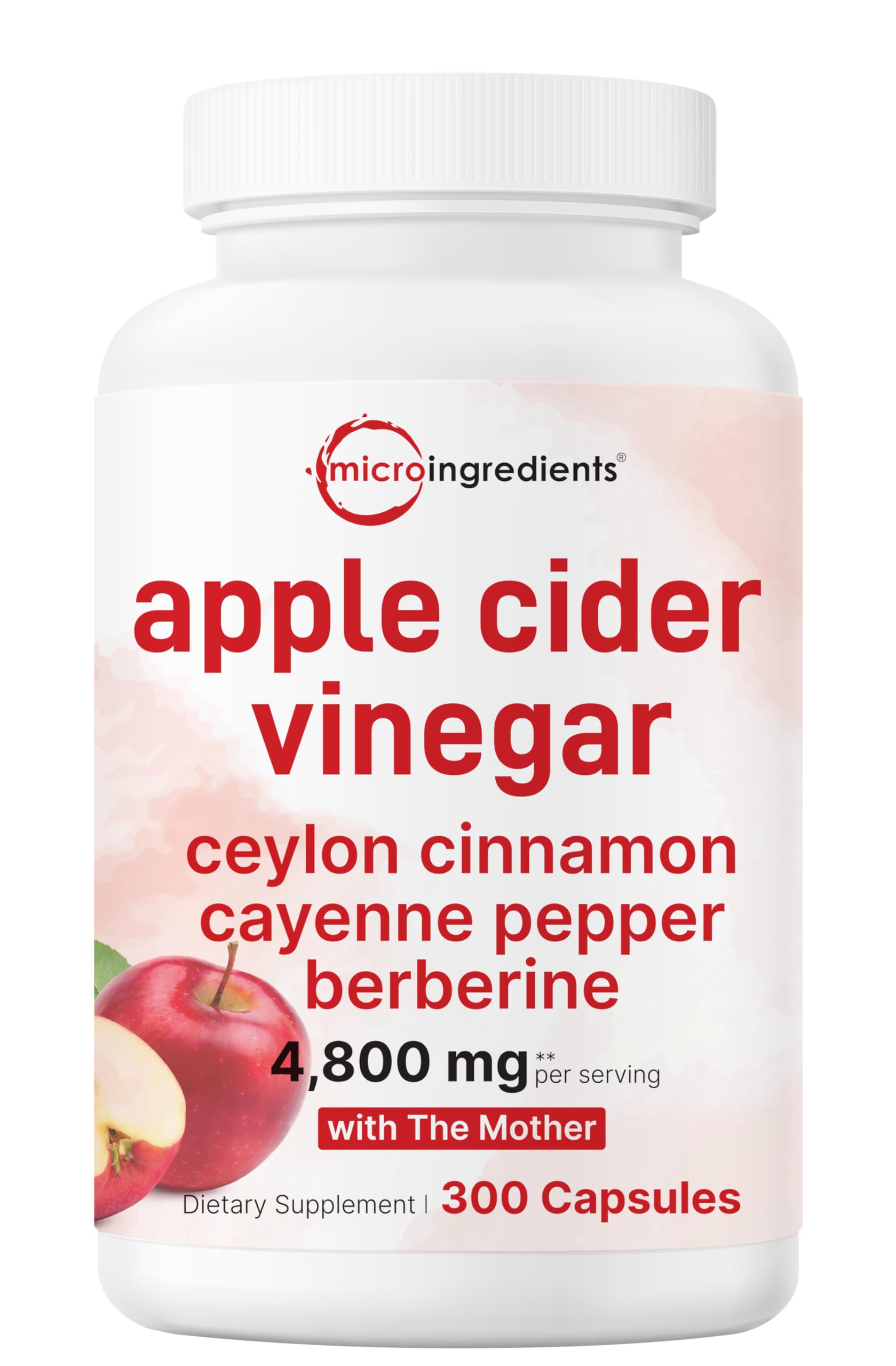 Micro Ingredients Apple Cider Vinegar capsules bottle front showing The Mother for daily support