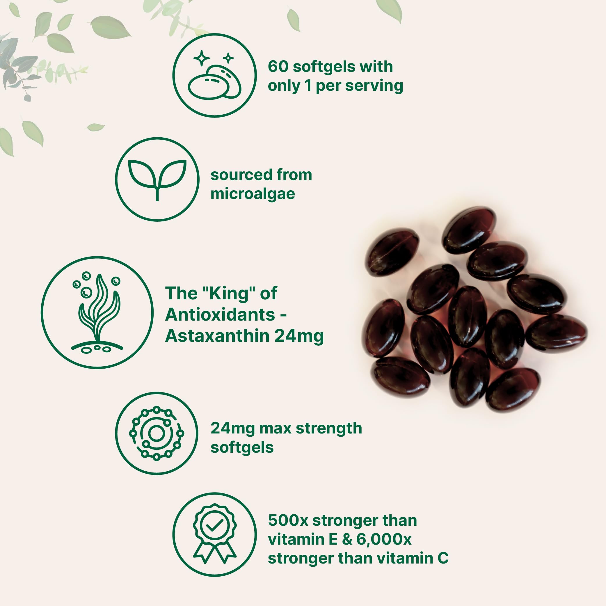 Astaxanthin bottle pour shot from Micro Ingredients for simple daily dosing