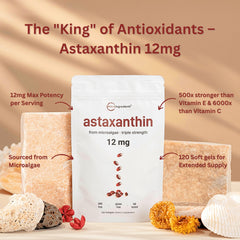 Micro Ingredients Astaxanthin softgels closeup for daily antioxidant support.