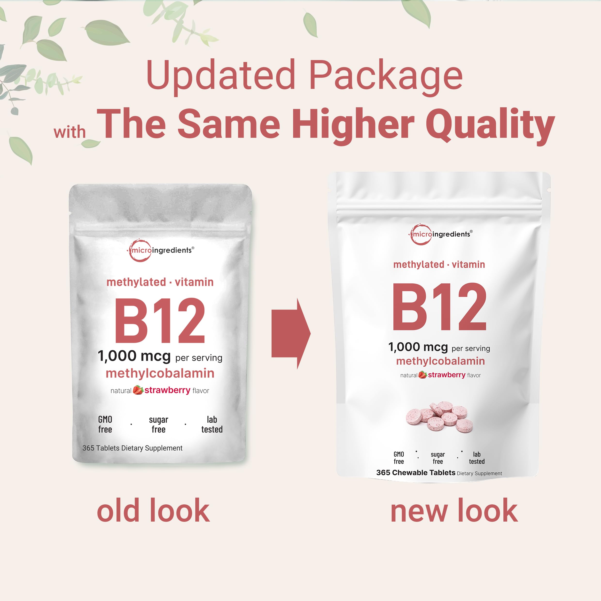 Micro Ingredients B12 chewables daily pouch emphasizes convenient one-a-day option