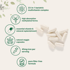 Micro Ingredients bariatric-multivitamin label highlights 23-in-1 nutrients.