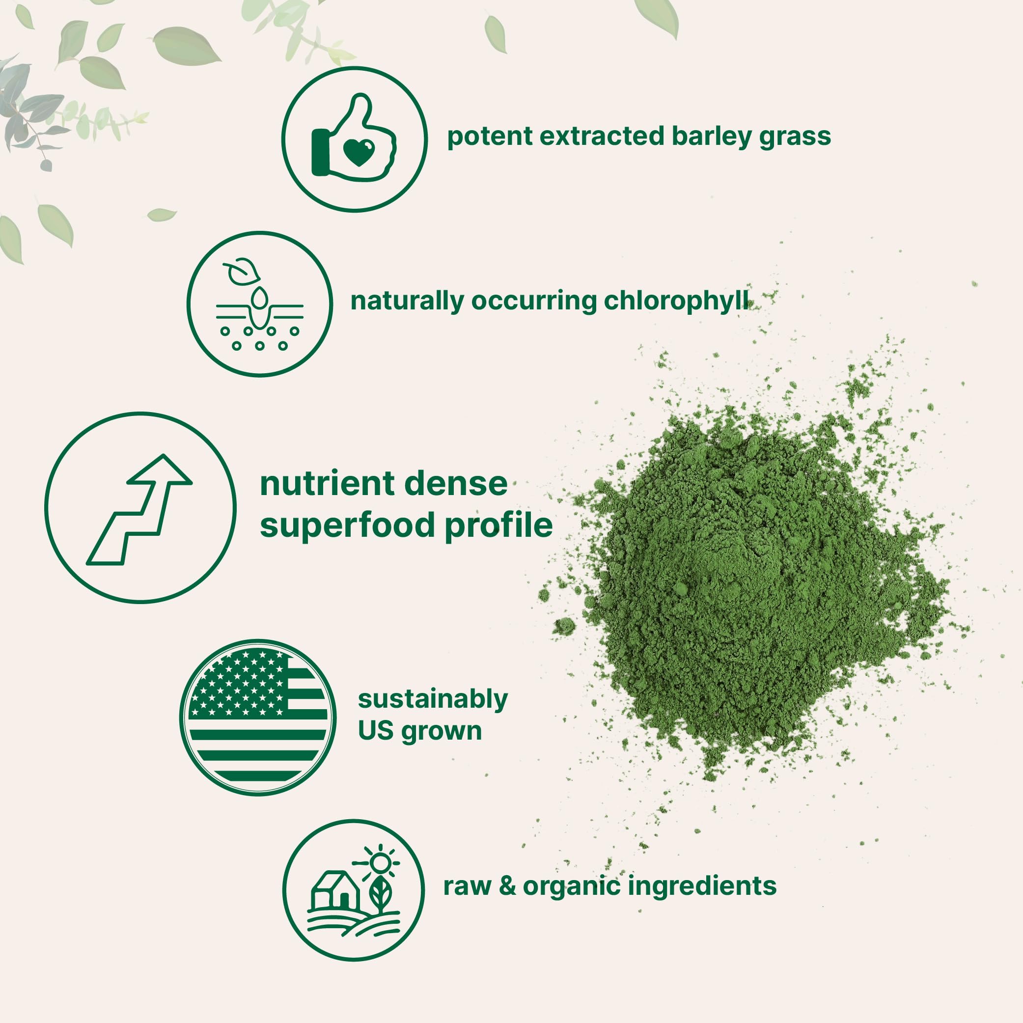 Packaging of Micro Ingredients barley grass powder highlighting organic, non-GMO