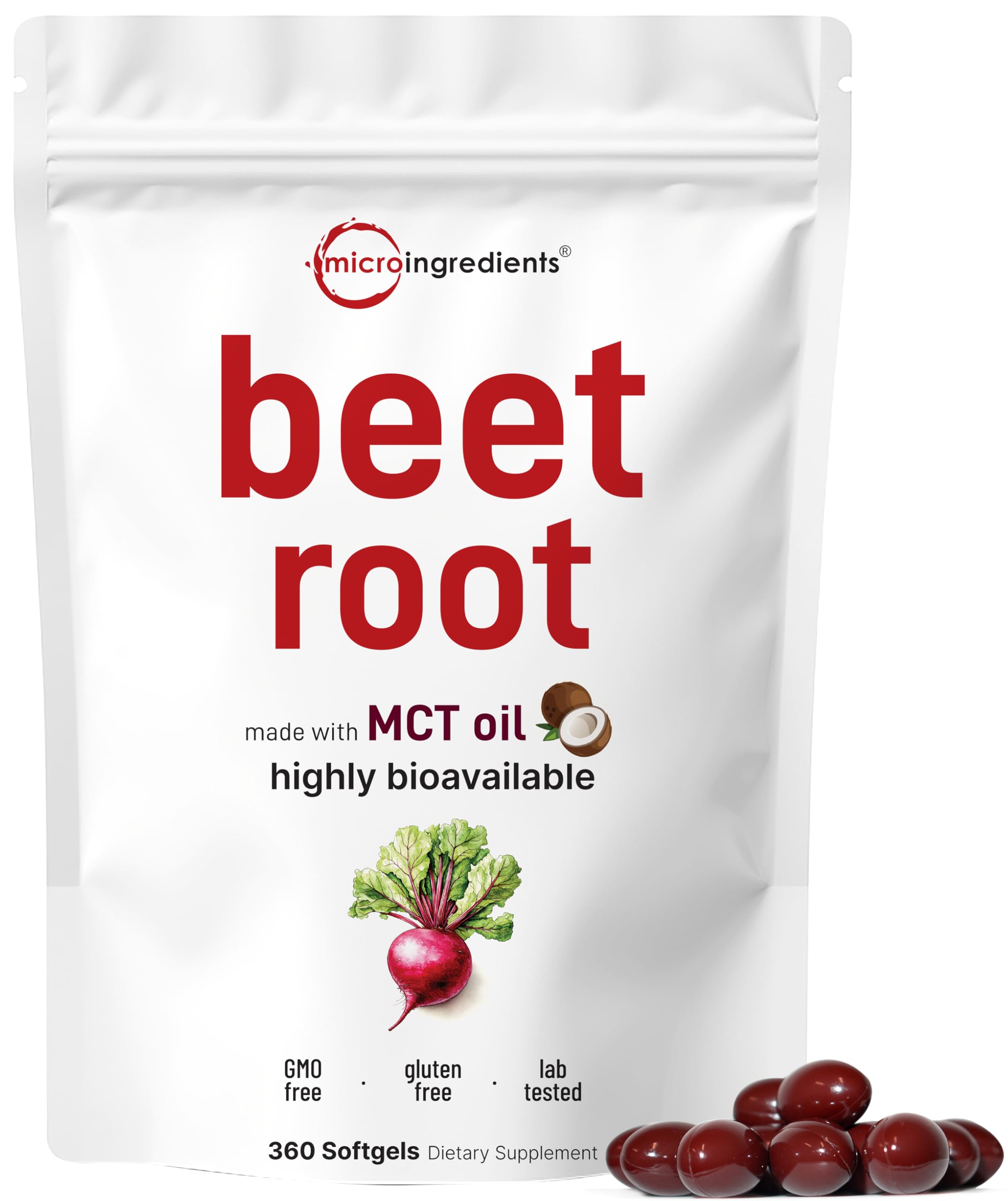 Micro Ingredients Beet Root Softgel bottle for daily stamina and nitric oxide support.