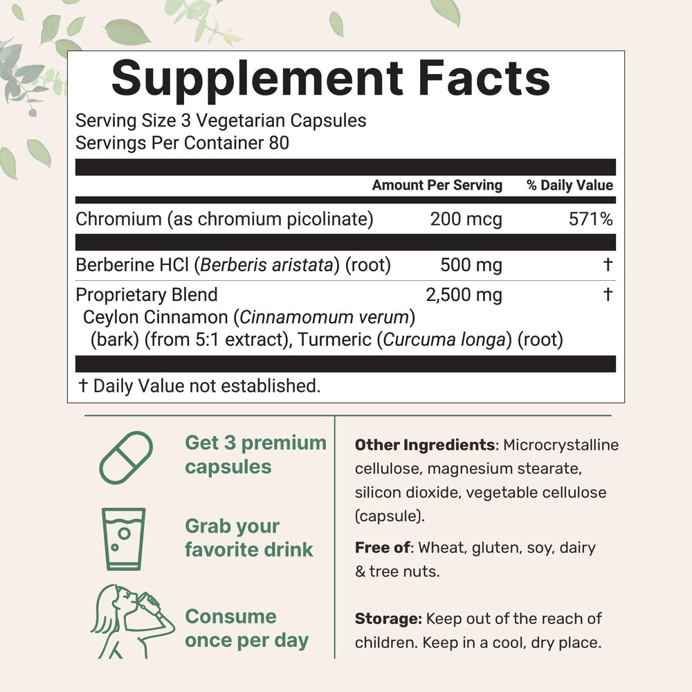 Micro Ingredients Berberine chromium capsules for metabolic support