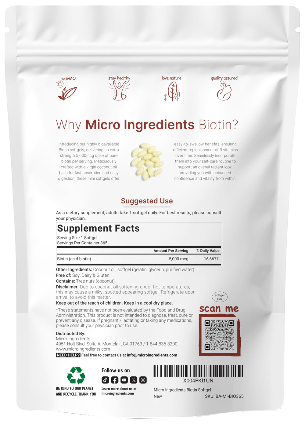 Cápsulas blandas de Biotina Micro Ingredients facilitan la ingesta diaria