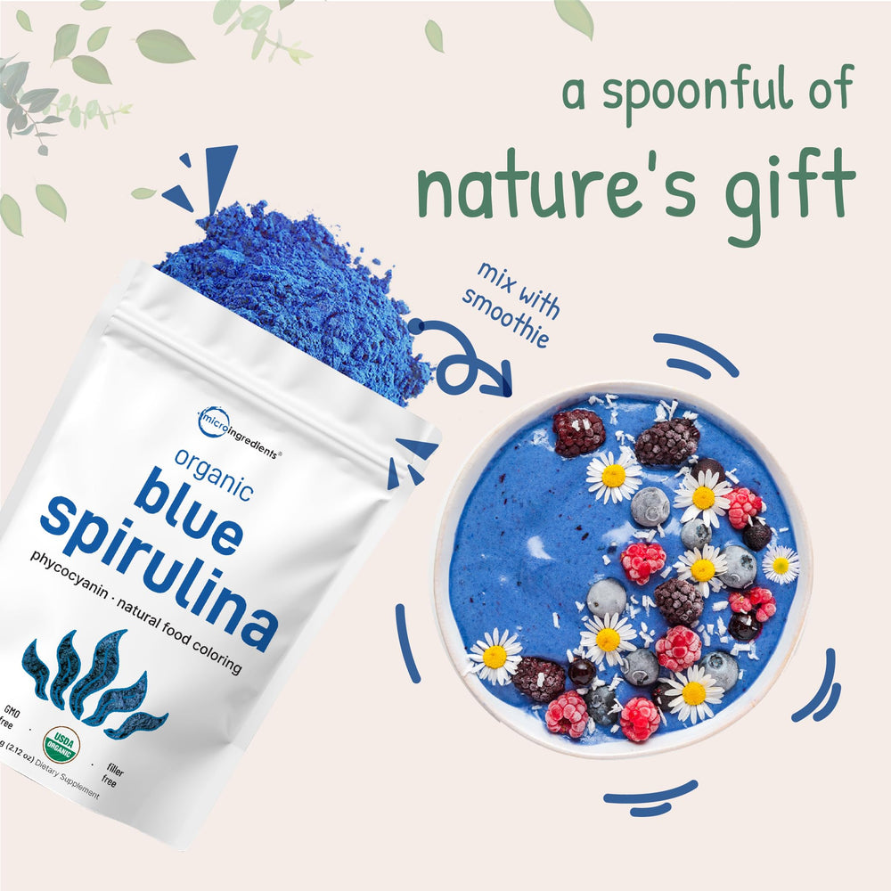 Micro Ingredients Blue Spirulina Powder colors baked goods with a vivid blue hue.
