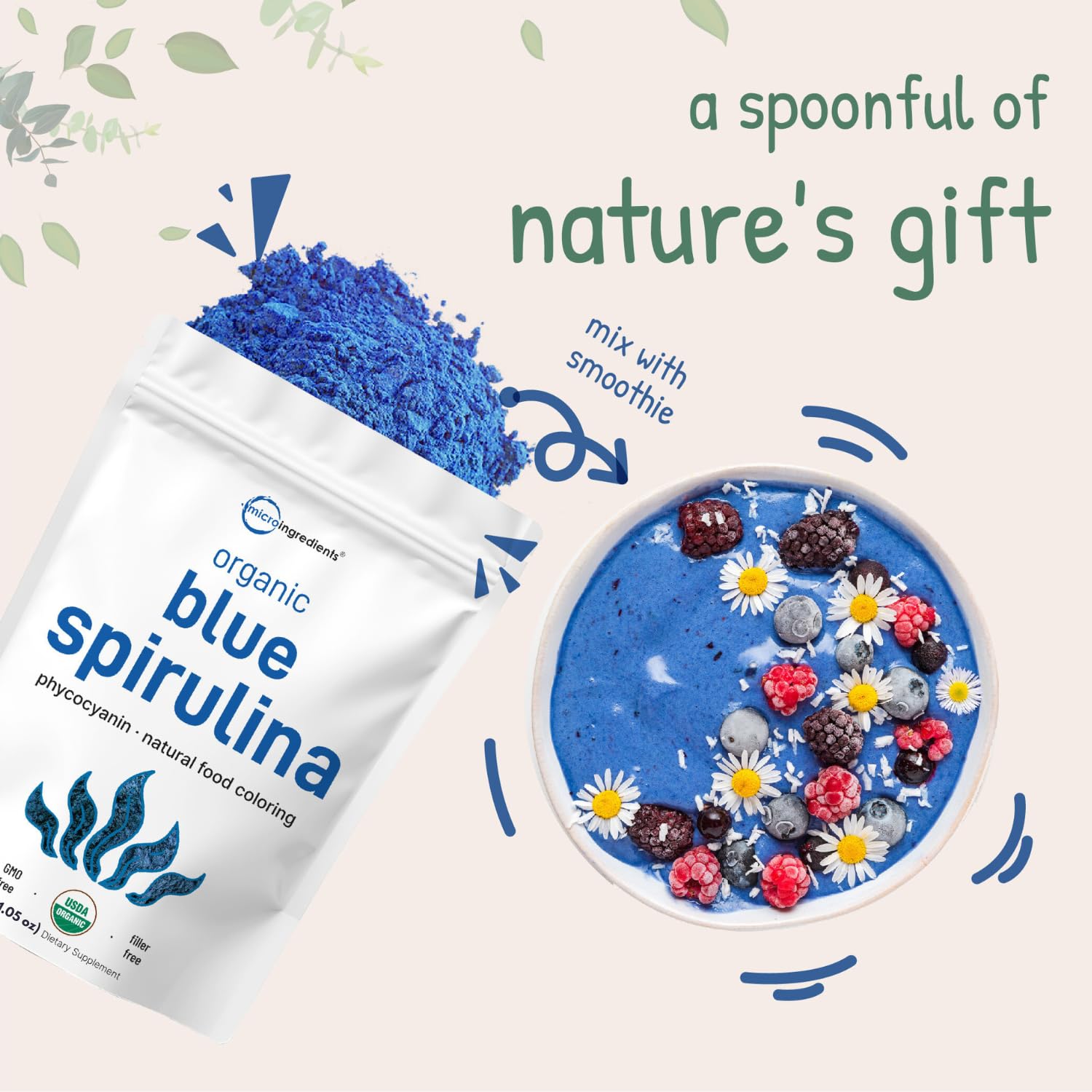 Micro Ingredients blue spirulina powder enhances desserts with vibrant color