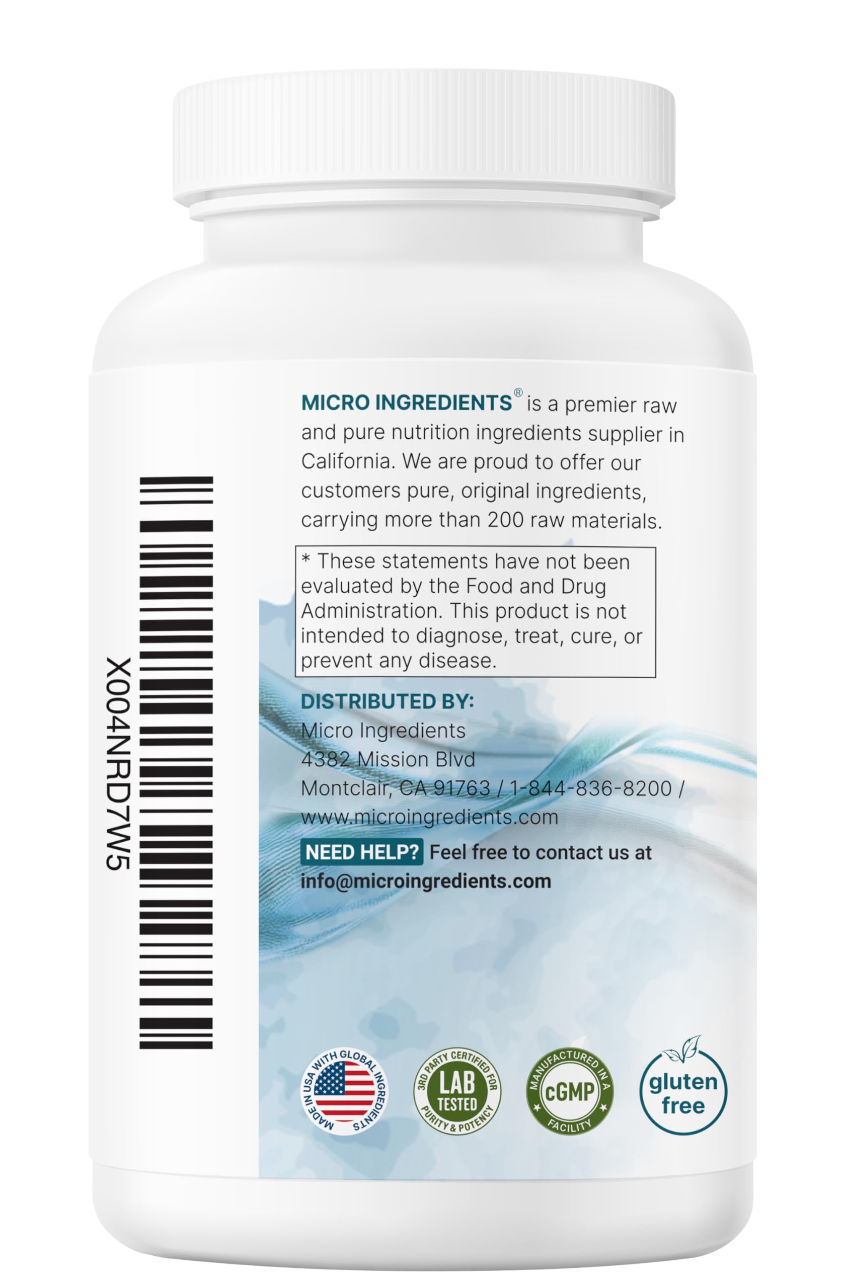 Micro Ingredients bottle with serving guidance and water nearby.