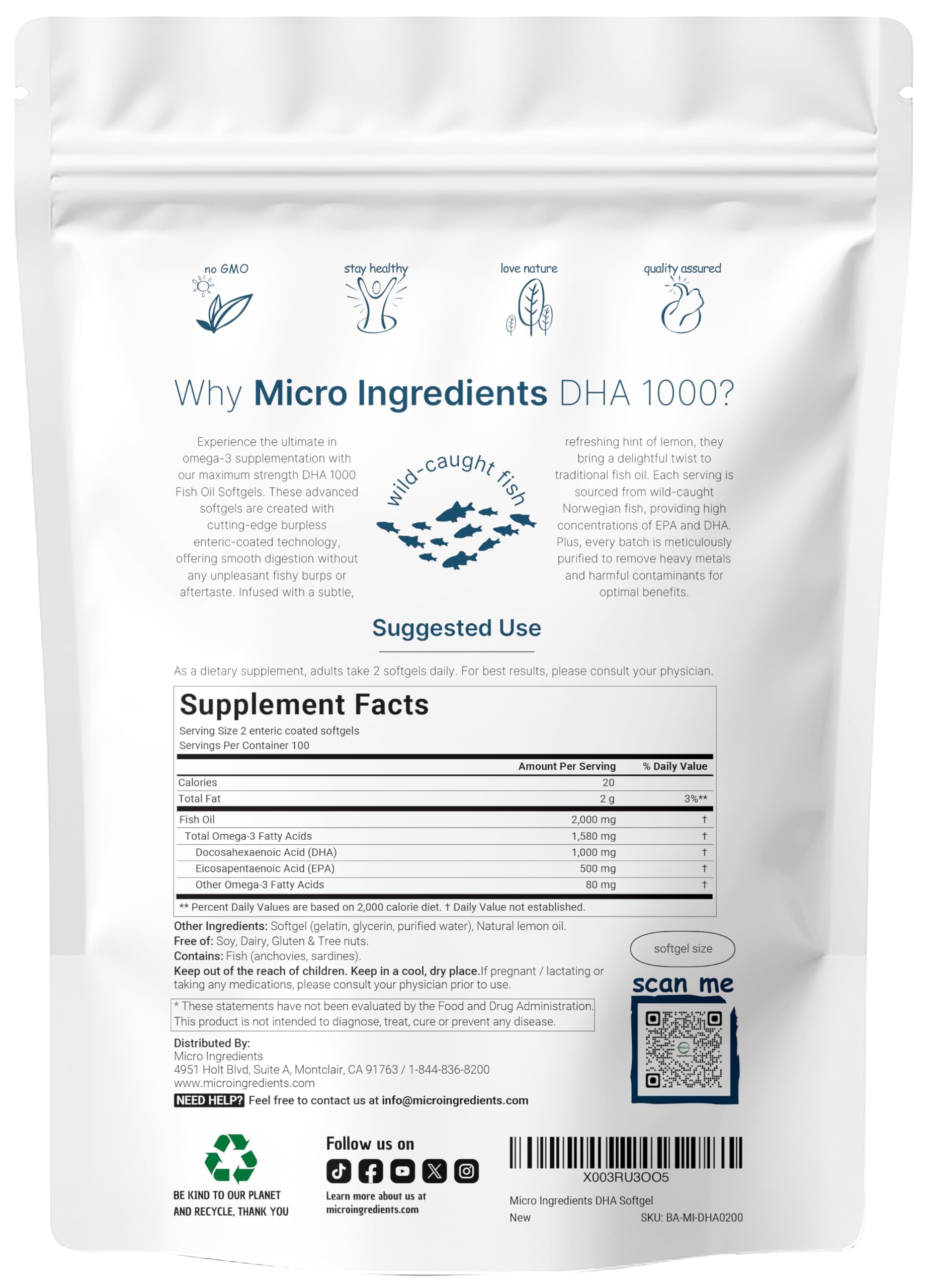 Micro Ingredients burpless enteric-coated omega-3 reducing fishy aftertaste