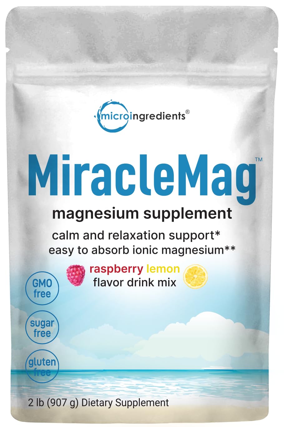Micro Ingredients Calm Magnesium Powder bottle on the counter for easy daily relaxation.