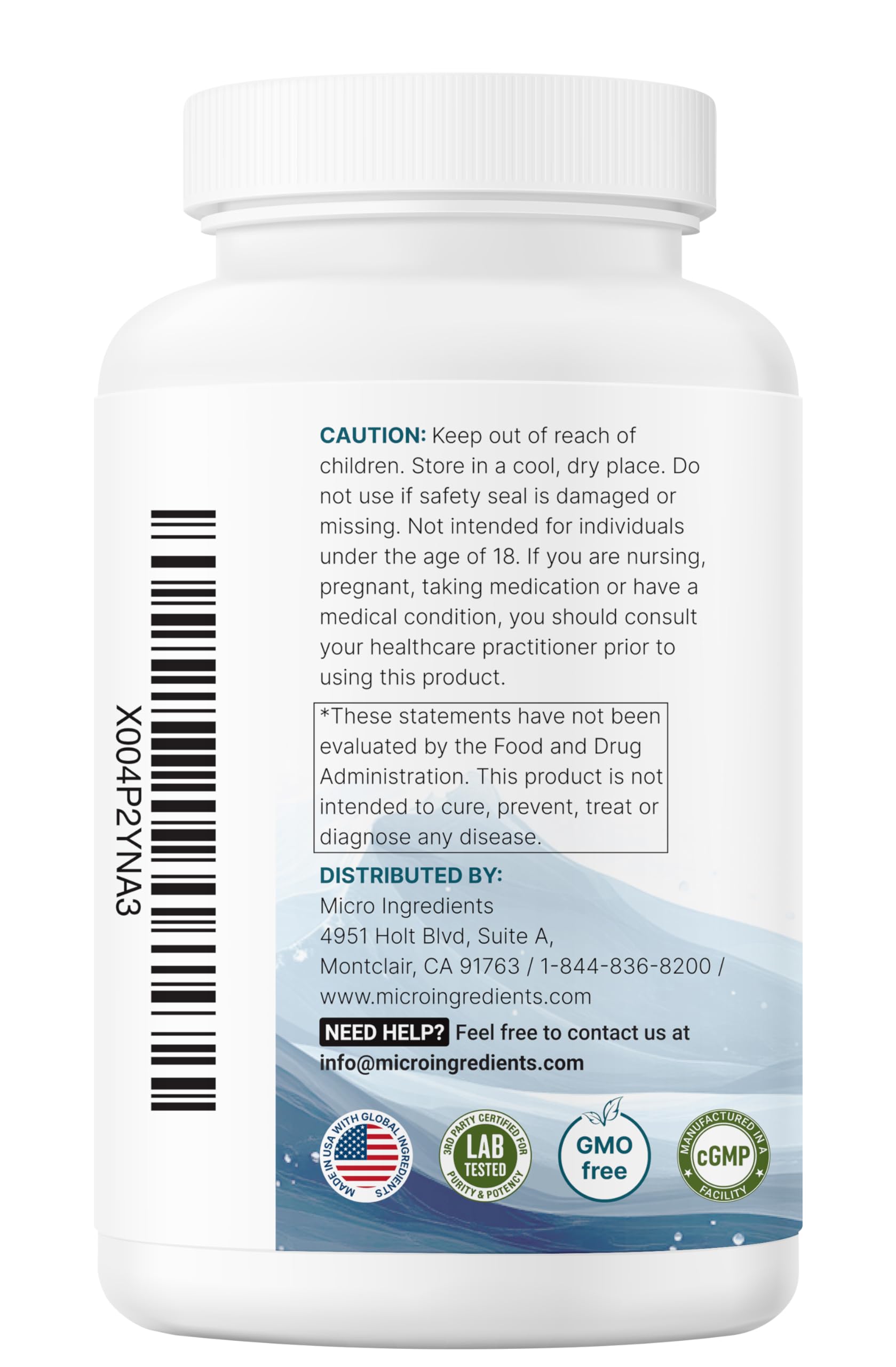 Displayed capsules from Micro Ingredients magnesium complex illustrating convenient caplet form