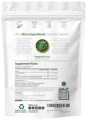 Micro Ingredients chlorella tablets close-up, vibrant green texture and nutrients