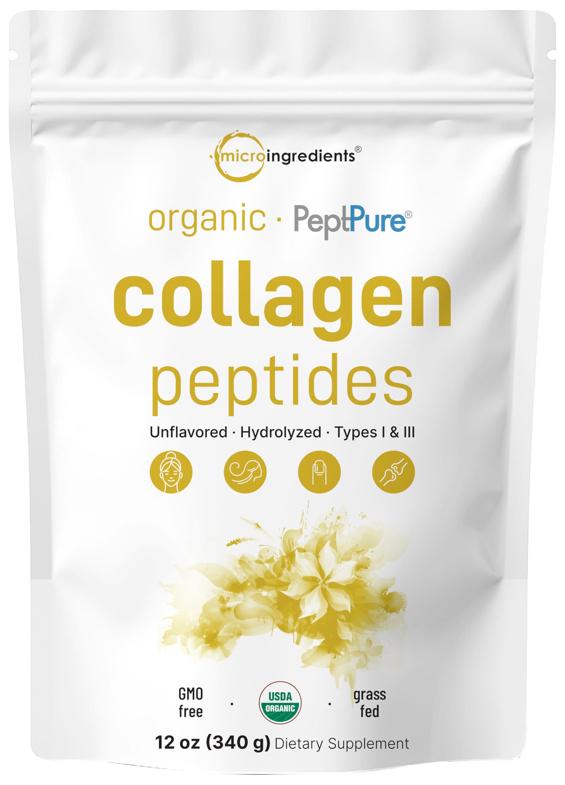 Micro Ingredients Collagen Peptides bottle for daily wellness and easy mixing.