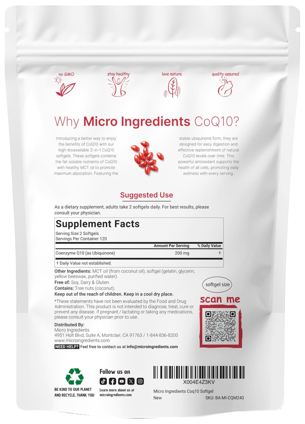 CoQ10 bottle pour showing easy-to-take softgels for daily use.