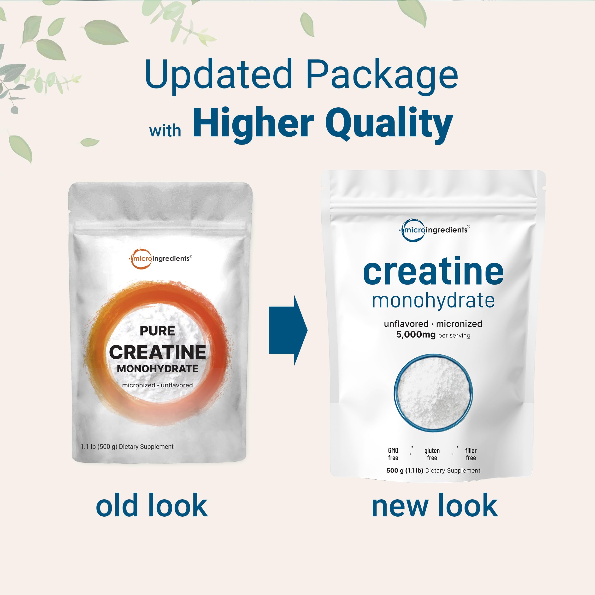 Micro Ingredients Creatine Monohydrate label close-up highlighting unflavored formula.
