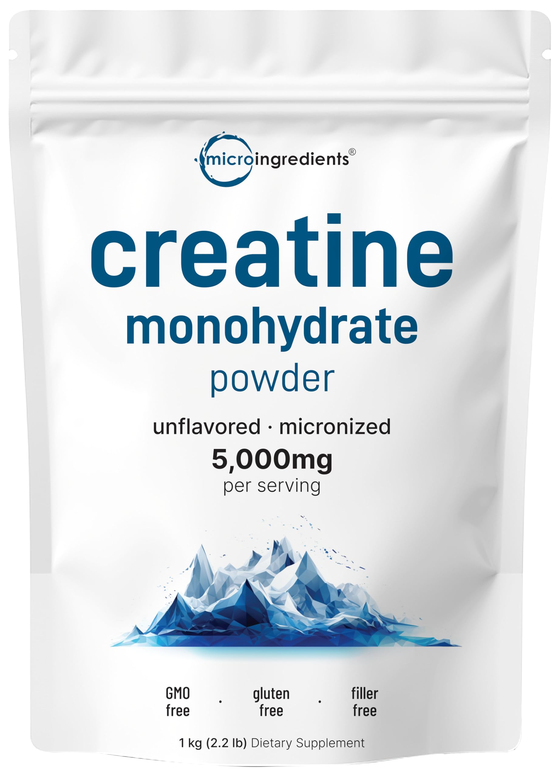 Micro Ingredients creatine monohydrate powder in a bag for daily use