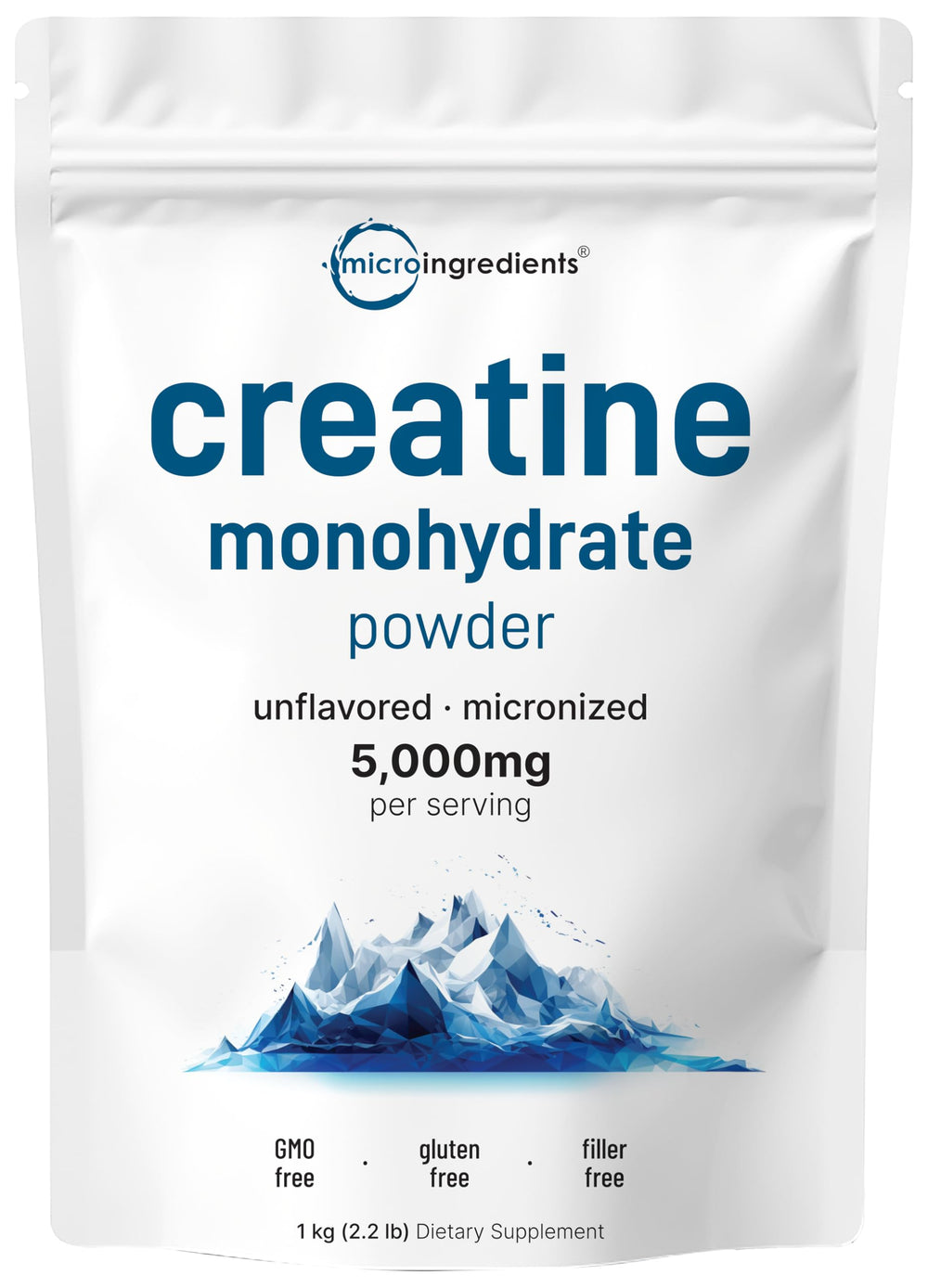 Micro Ingredients creatine monohydrate powder in a bag for daily use