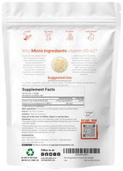 Closeup of Micro Ingredients D3 and K2 softgels highlighting coconut oil matrix.
