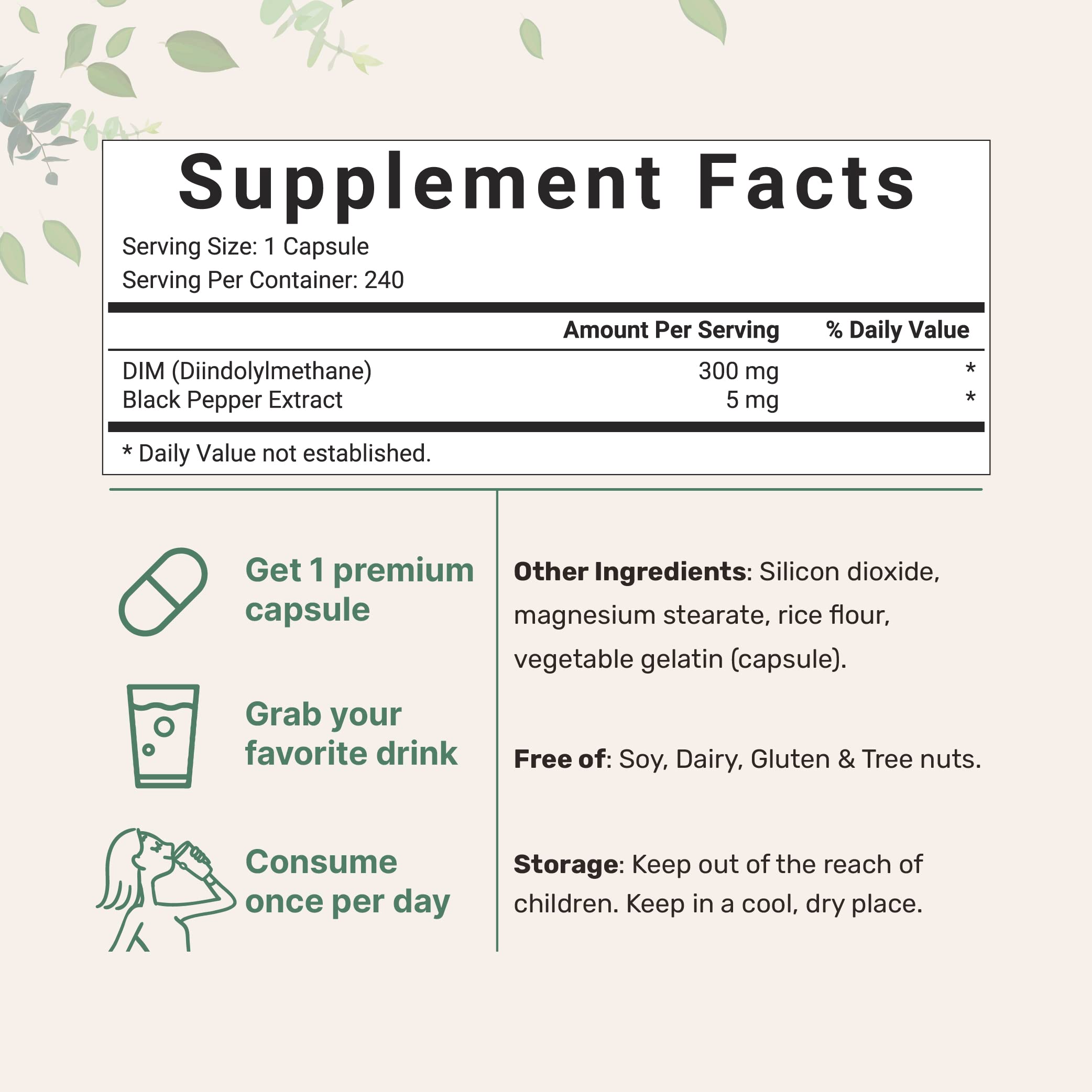 Micro Ingredients DIM Active capsules close-up showing vegetarian capsules for easy daily use