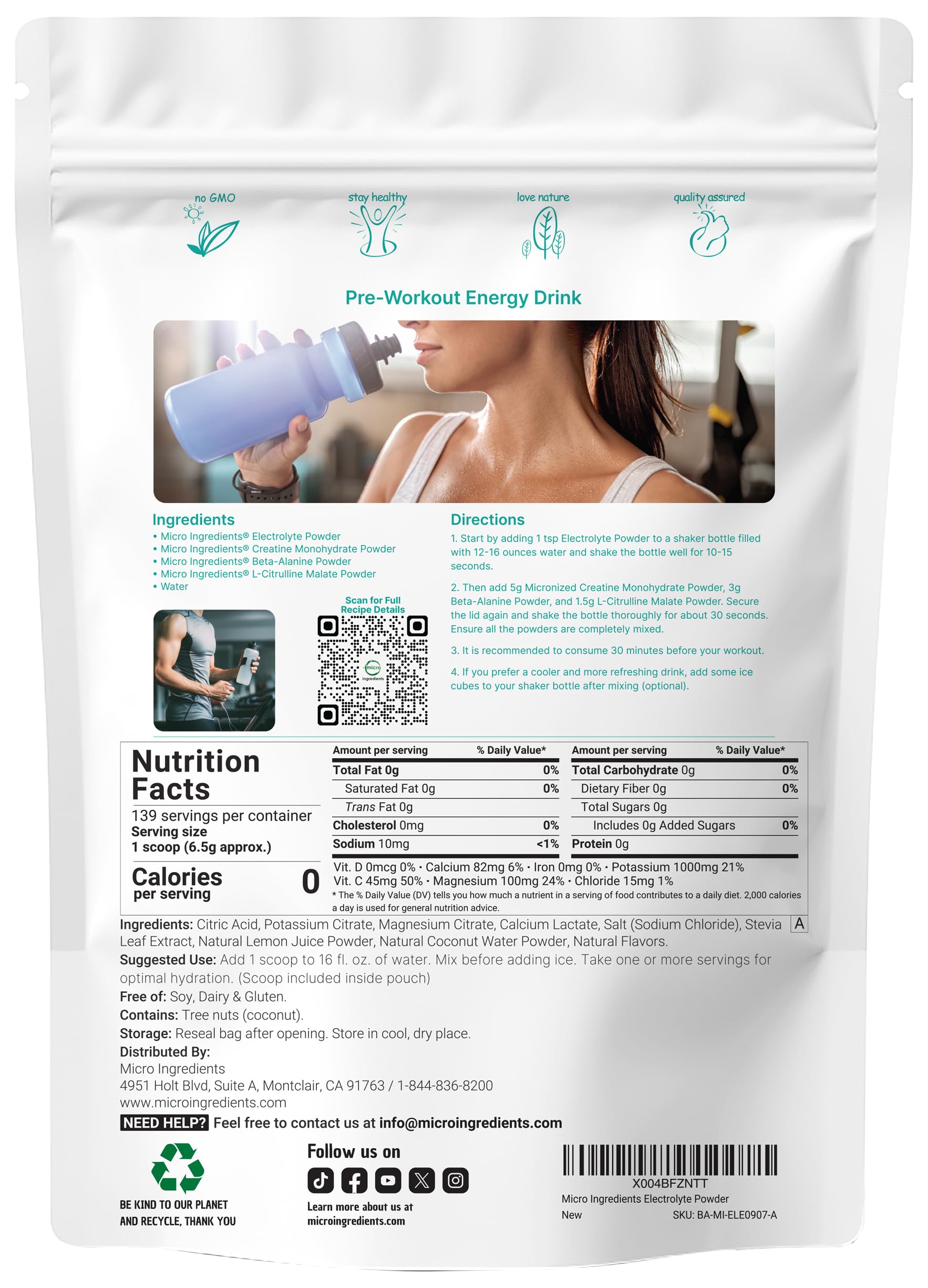 Micro Ingredients Electrolyte Powder Lemon Raspberry scoop shows easy serving for active days.