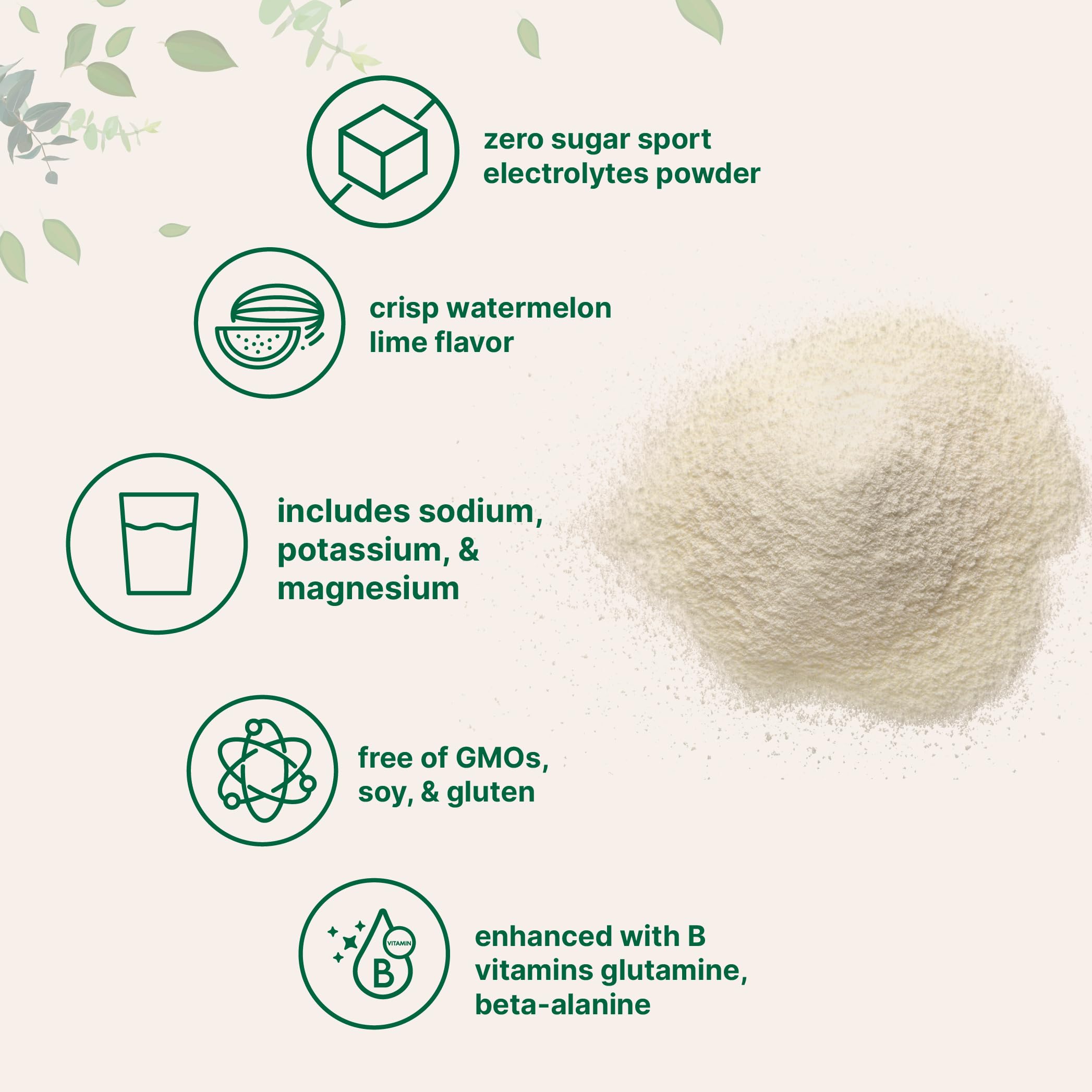 Micro Ingredients electrolyte powder bottle label highlighting non-GMO and gluten-free features