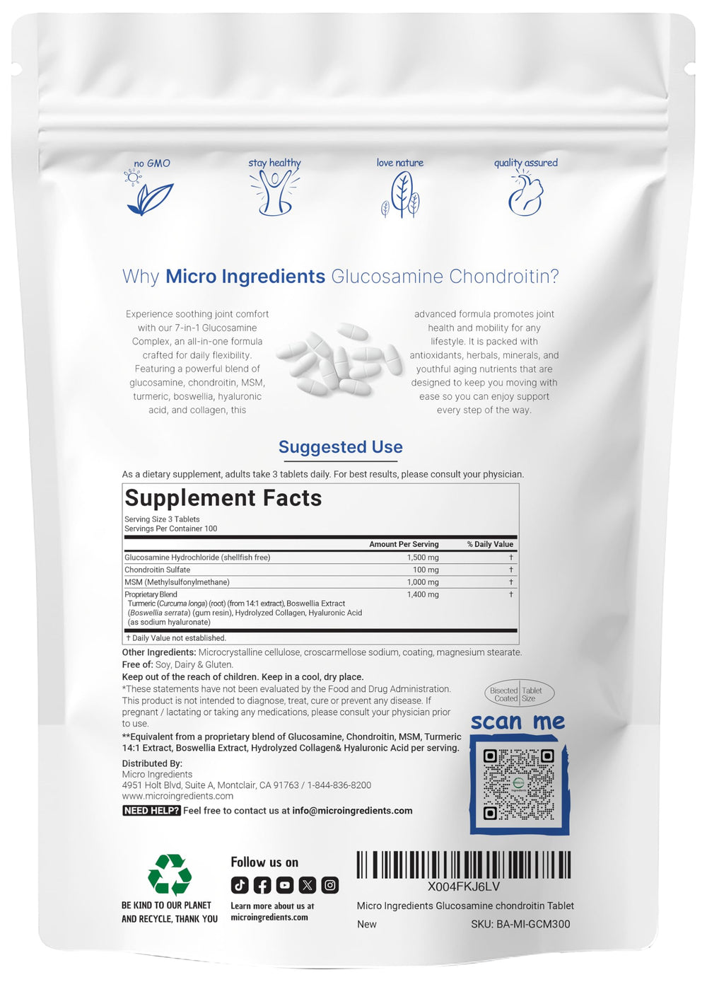 Micro Ingredients 7-in-1 joint formula highlighted with key ingredients for daily mobility.