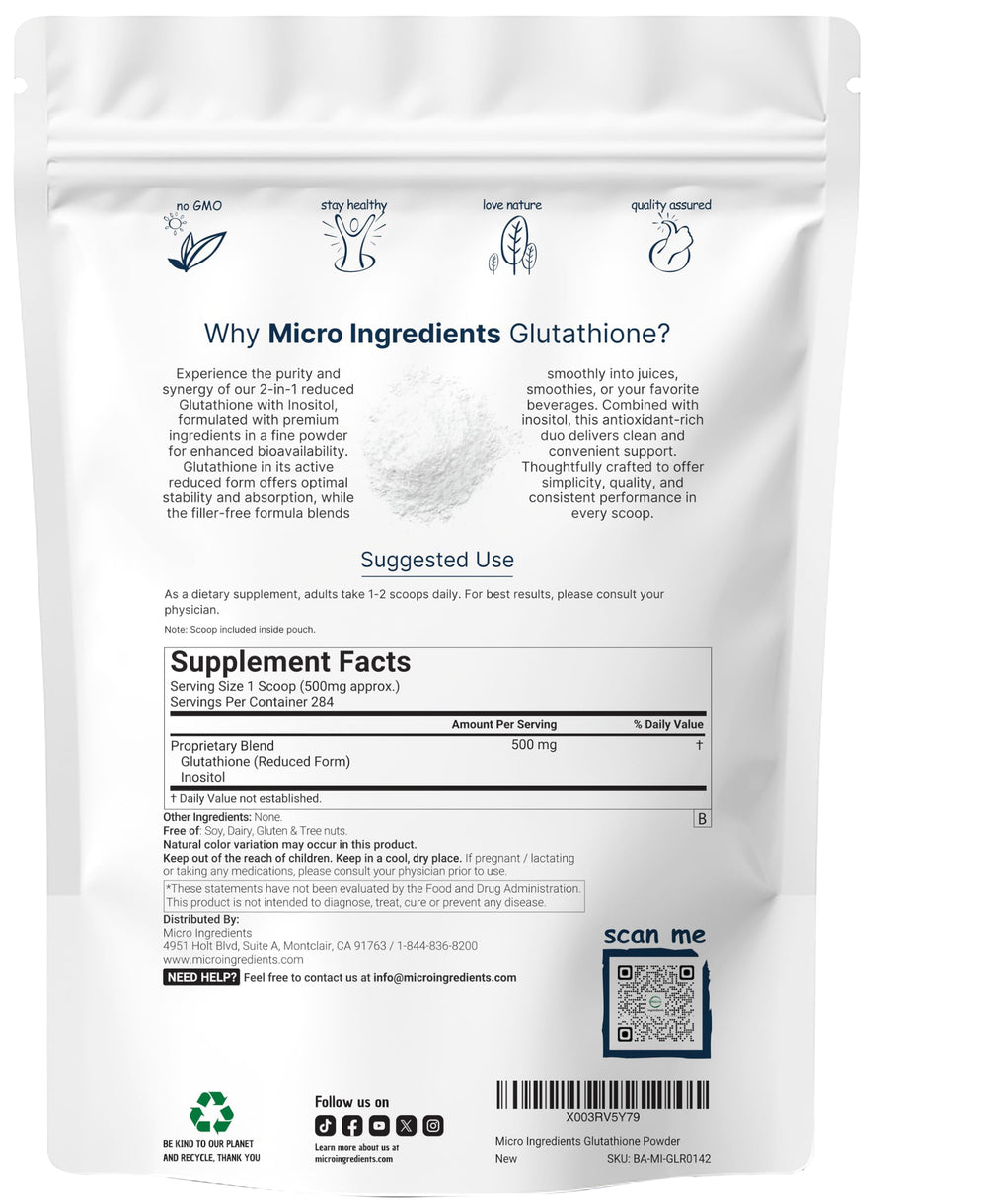 Micro Ingredients Glutathione with Inositol scoop included for precise daily dosage