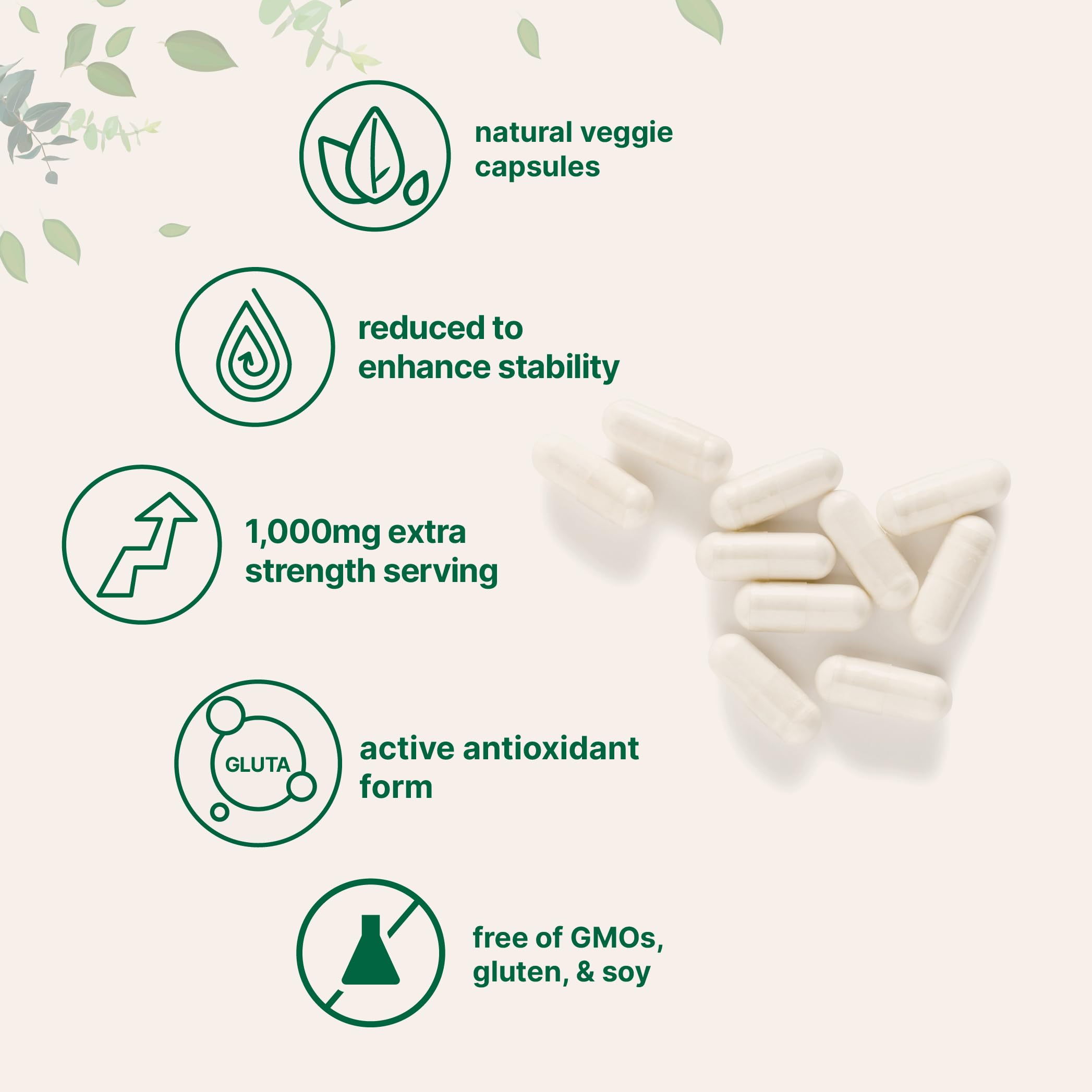 Micro Ingredients Glutathione label detail – shows 1,000 mg per serving.