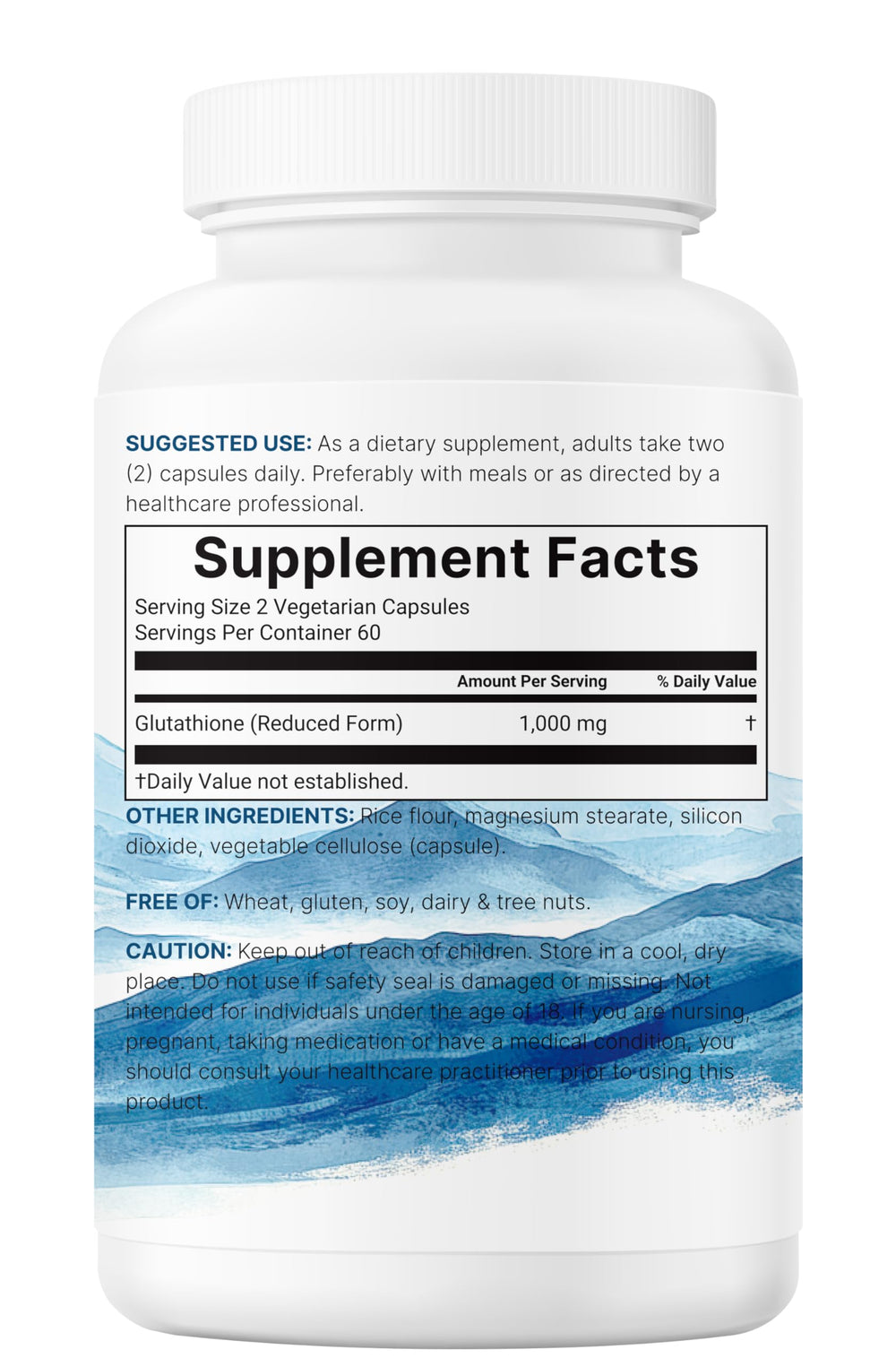Micro Ingredients Glutathione packaging box – non-GMO, gluten-free, dairy-free.