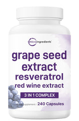Micro Ingredients Grape Seed Extract bottle label highlights antioxidant-rich formula.