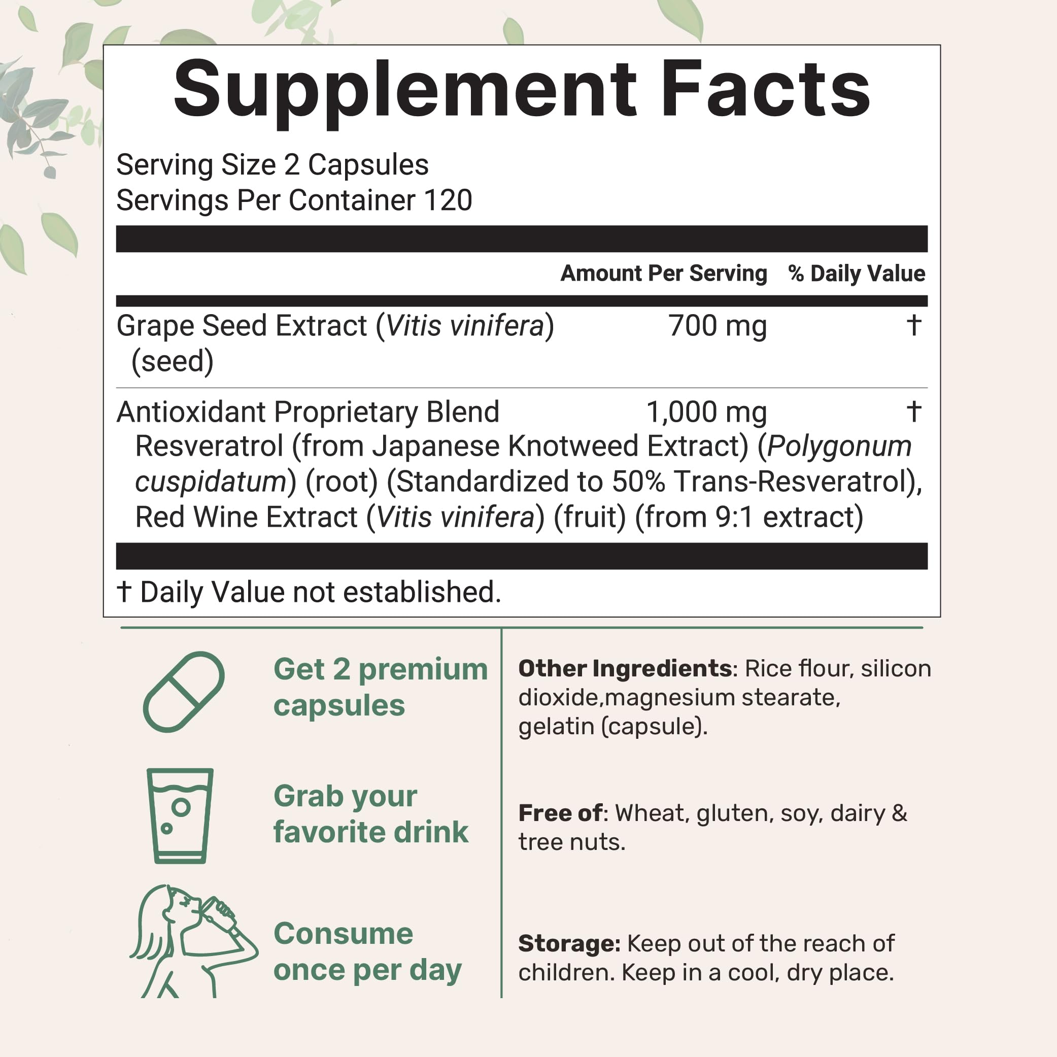 Close-up of Micro Ingredients Grape Seed Extract capsules for daily antioxidant support.