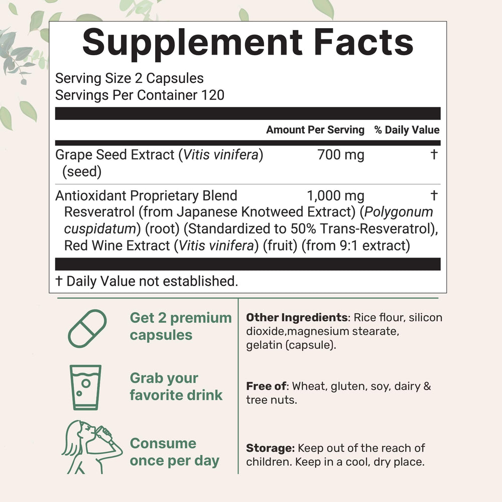 Close-up of Micro Ingredients Grape Seed Extract capsules for daily antioxidant support.