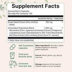 Close-up of Micro Ingredients Grape Seed Extract capsules for daily antioxidant support.
