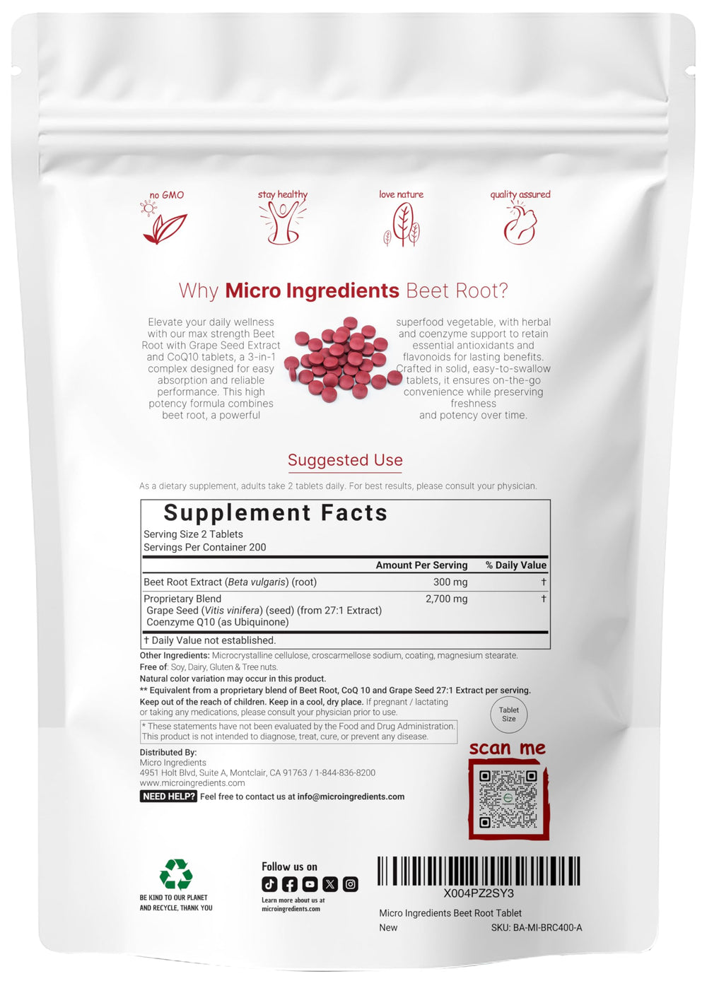 Micro Ingredients grape seed extract CoQ10 capsules close-up showing antioxidant blend.